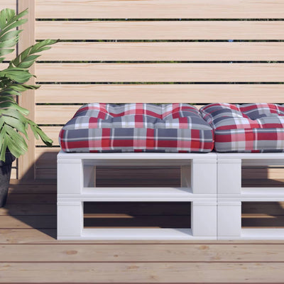 Vidaxl Pallet Cushion 58x58x10 cm Patrón de verificación de polvo rojo