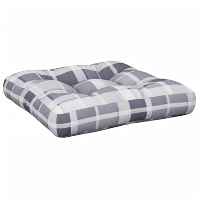 Vidaxl Pallet Cushion 58x58x10 cm Patrón de verificación de tela gris