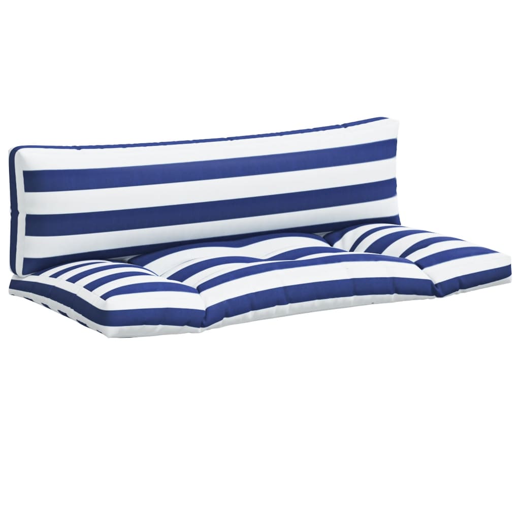 Vidaxl Pallet Cushions 2 St a strisce Oxford tessuto bianco e blu