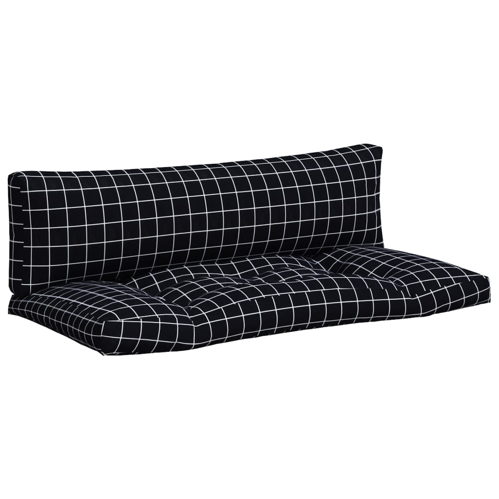 VidaXL Palletkussens 2 st ruitpatroon oxford stof zwart