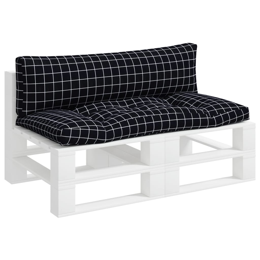 VidaXL Palletkussens 2 st ruitpatroon oxford stof zwart