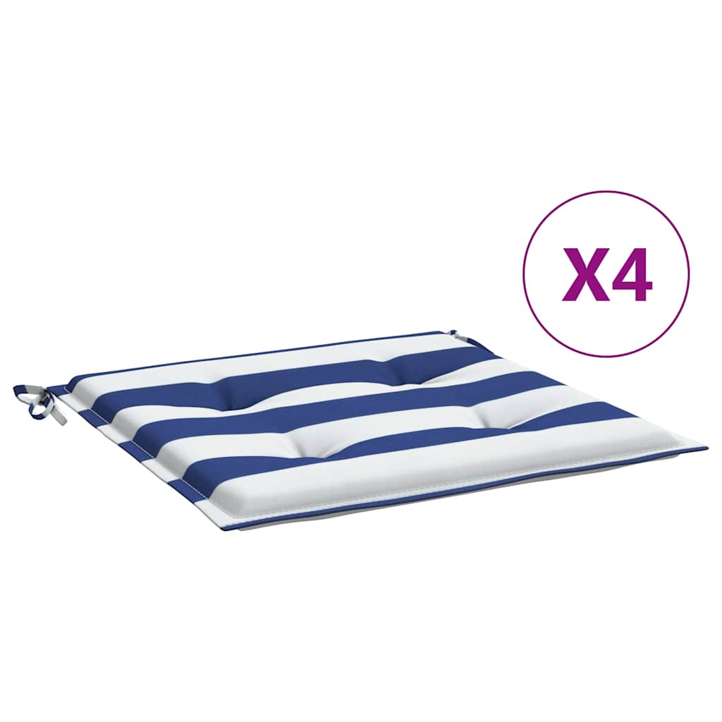 Cuscini da sedia da giardino Vidaxl 4 St Stried 40x40x3 cm tessuto bianco e blu