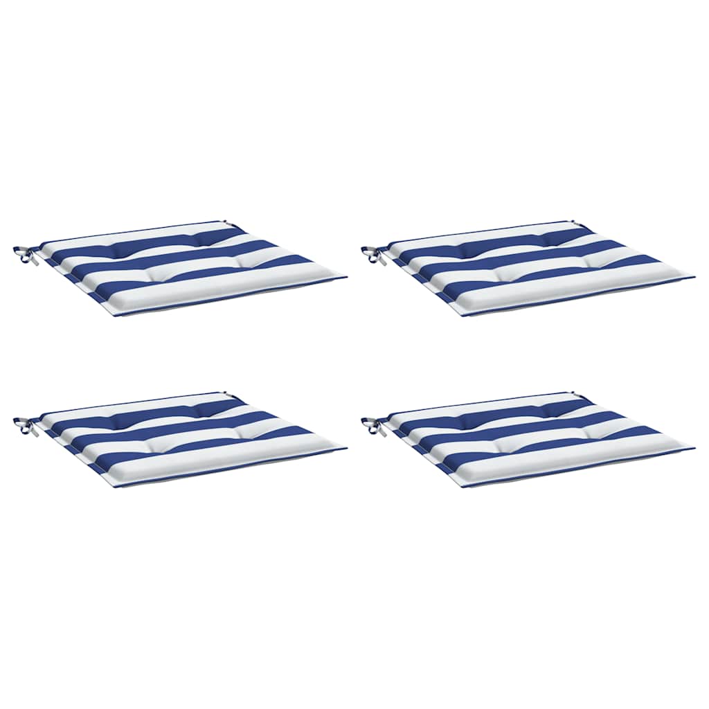 Cuscini da sedia da giardino Vidaxl 4 St Stried 40x40x3 cm tessuto bianco e blu
