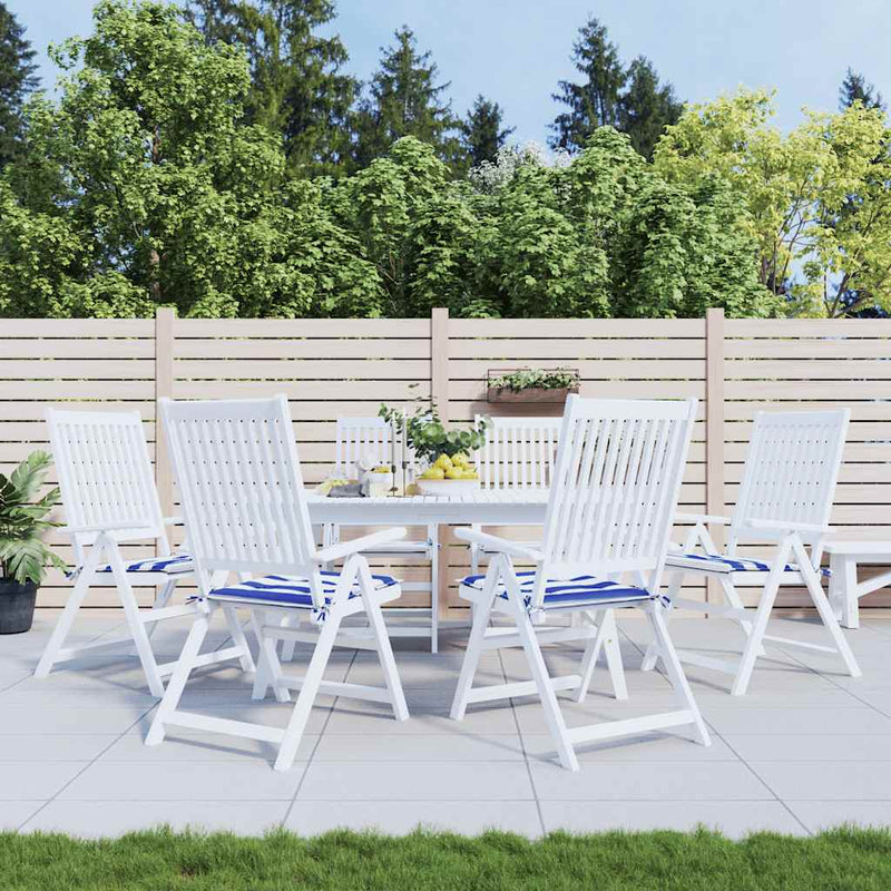 Cojines de silla de jardín Vidaxl 6 st rayado 40x40x3 cm tela blanca y azul