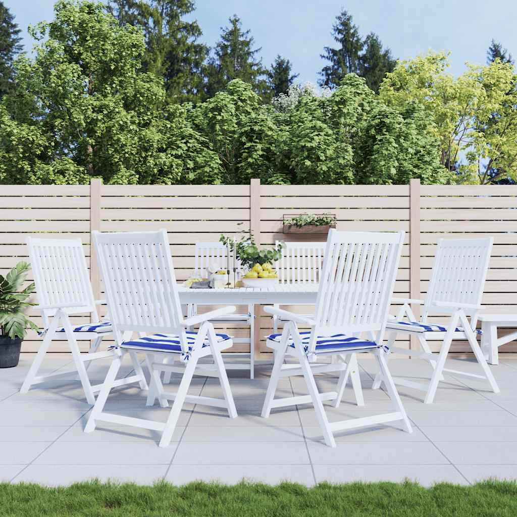 Cuscini da sedia da giardino Vidaxl 6 St Stried 40x40x3 cm tessuto bianco e blu