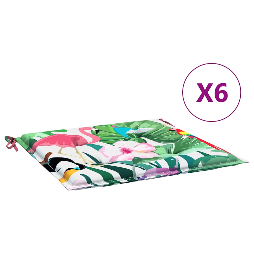 Cojines de silla de jardín Vidaxl 6 PCS 40x40x3 CM Fabric Multi -Colored
