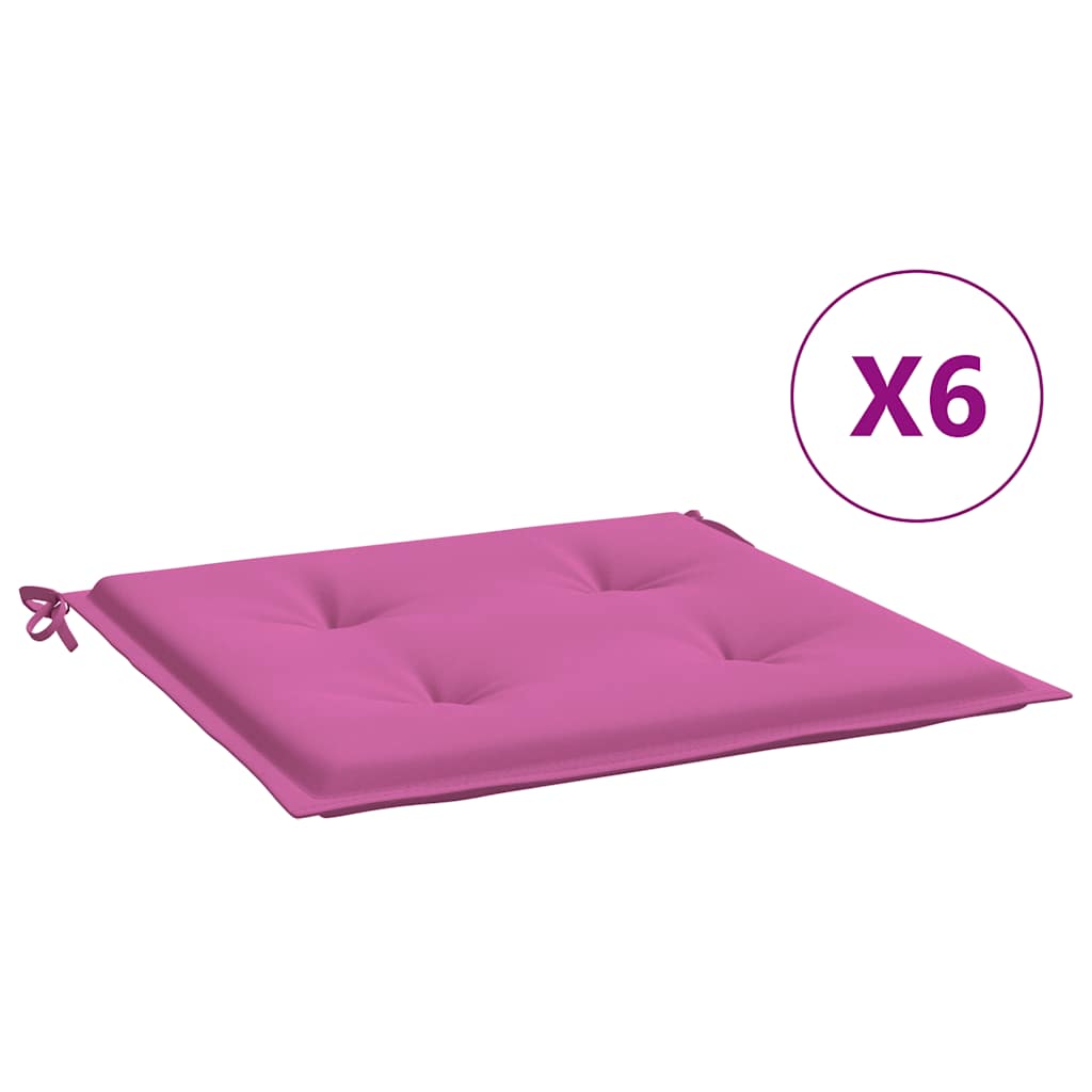 Cuscini da sedia da giardino Vidaxl 6 St 40x40x3 cm tessuto rosa