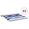 Cojines de silla de jardín Vidaxl 2 st rayado 50x50x3 cm de tela blanca y azul