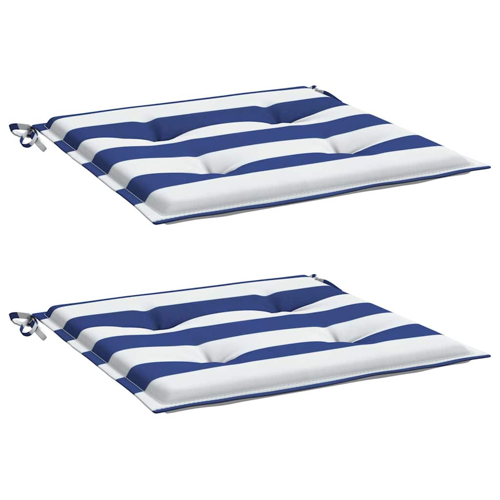 Cuscini da sedia da giardino Vidaxl 2 St Striped 50x50x3 cm tessuto bianco e blu