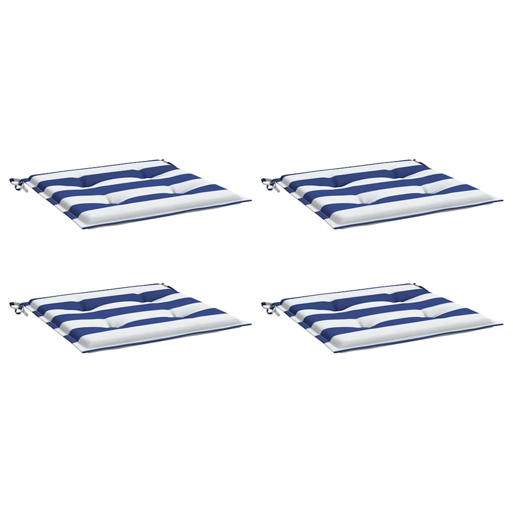 Cuscini da sedia da giardino Vidaxl 4 St Stried 50x50x3 cm tessuto bianco e blu
