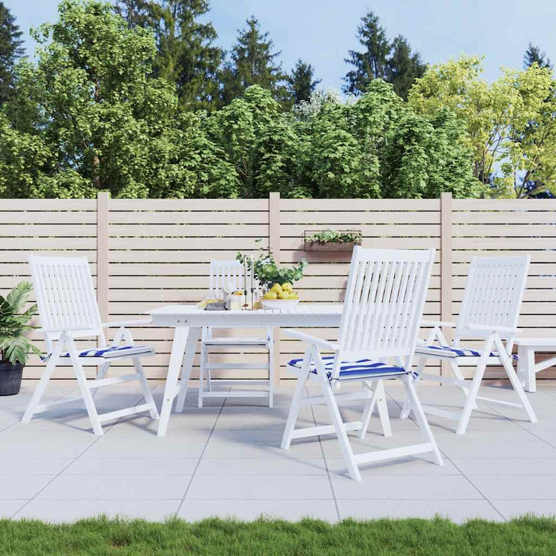 Cojines de silla de jardín Vidaxl 4 st rayado 50x50x3 cm de tela blanca y azul