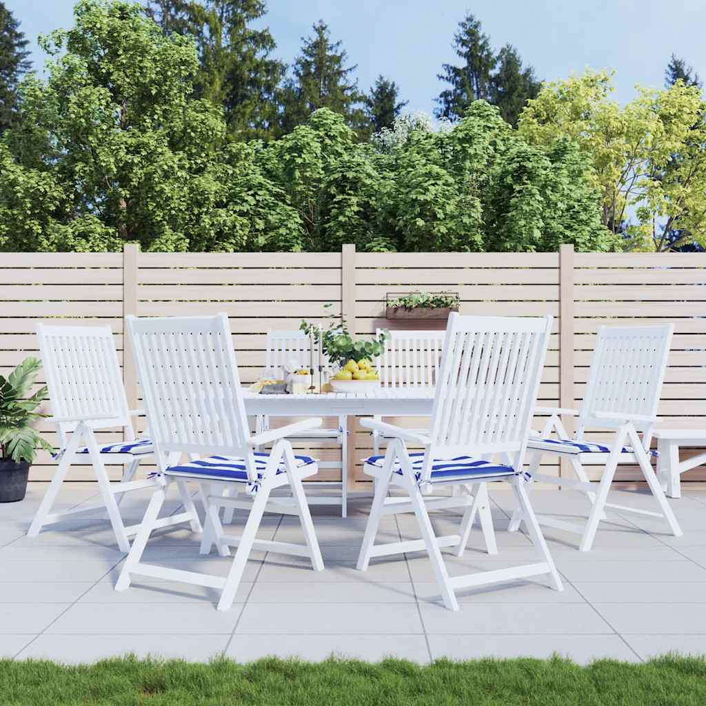 Cuscini da sedia da giardino Vidaxl 6 St Striped 50x50x3 cm tessuto bianco e blu