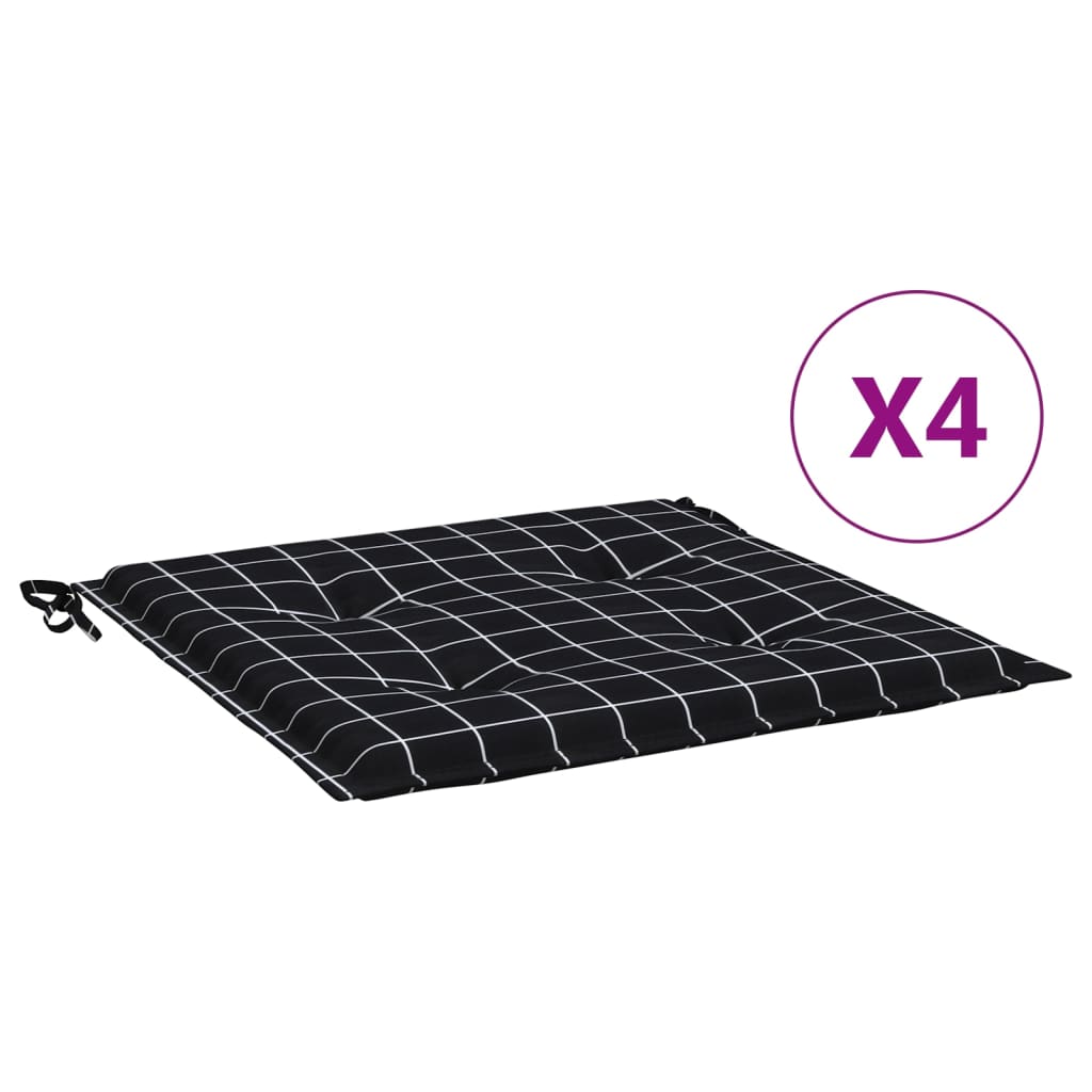Cojines de silla de jardín de Vidaxl 4 Patrón STEDCARN 50x50x3 CM tela negra
