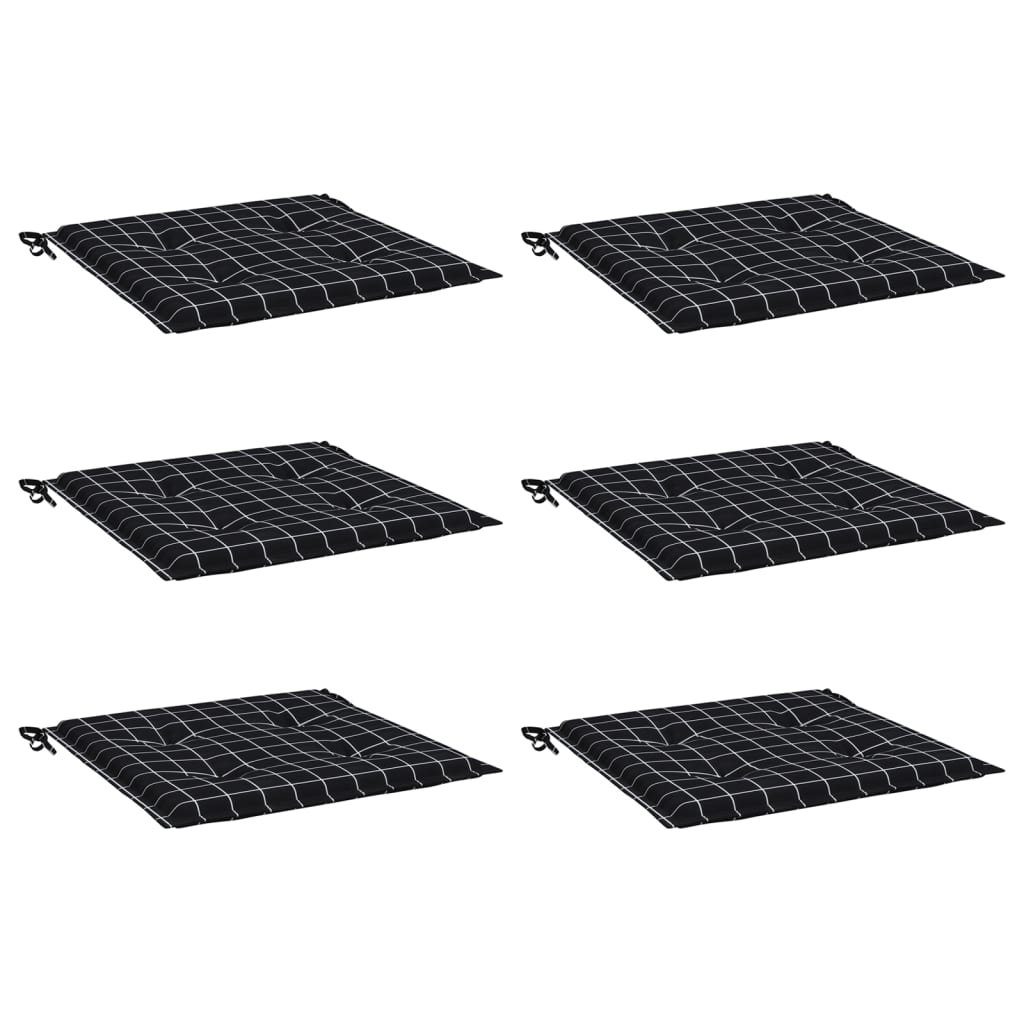 Cojines de silla de jardín de Vidaxl 6 Patrón de Stedcarn 50x50x3 CM tela negra
