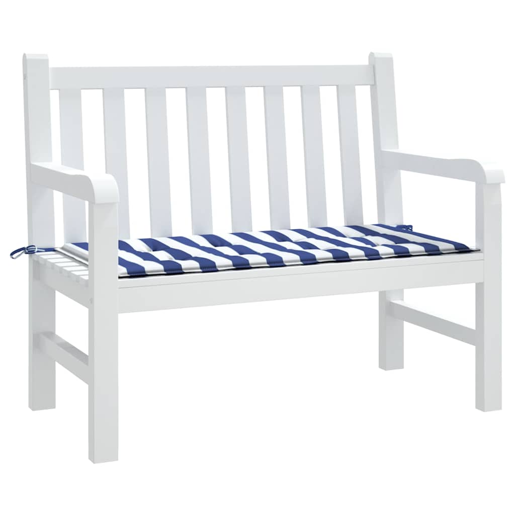 Vidaxl Garden Banch Cushion Striped 120x50x3 cm tessuto Oxford bianco e blu