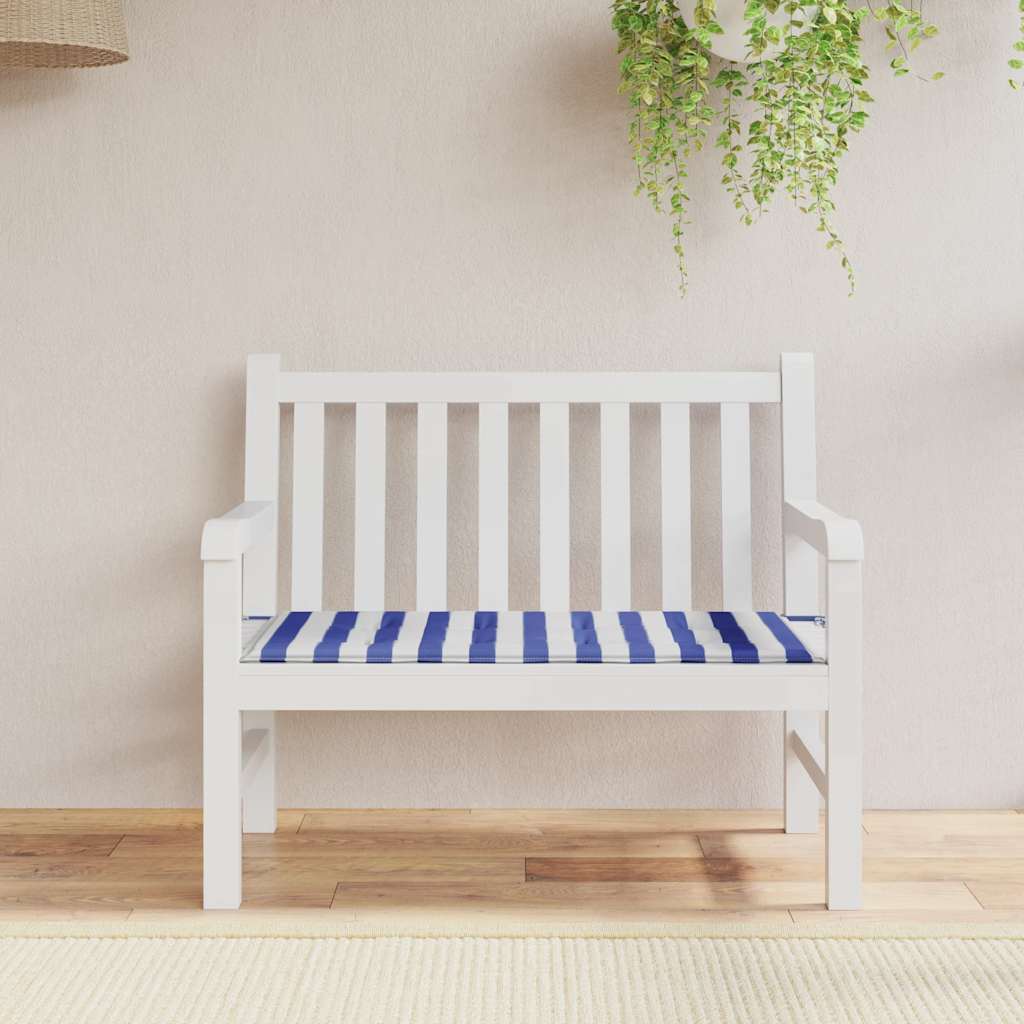 Vidaxl Garden Banch Cushion Striped 120x50x3 cm tessuto Oxford bianco e blu