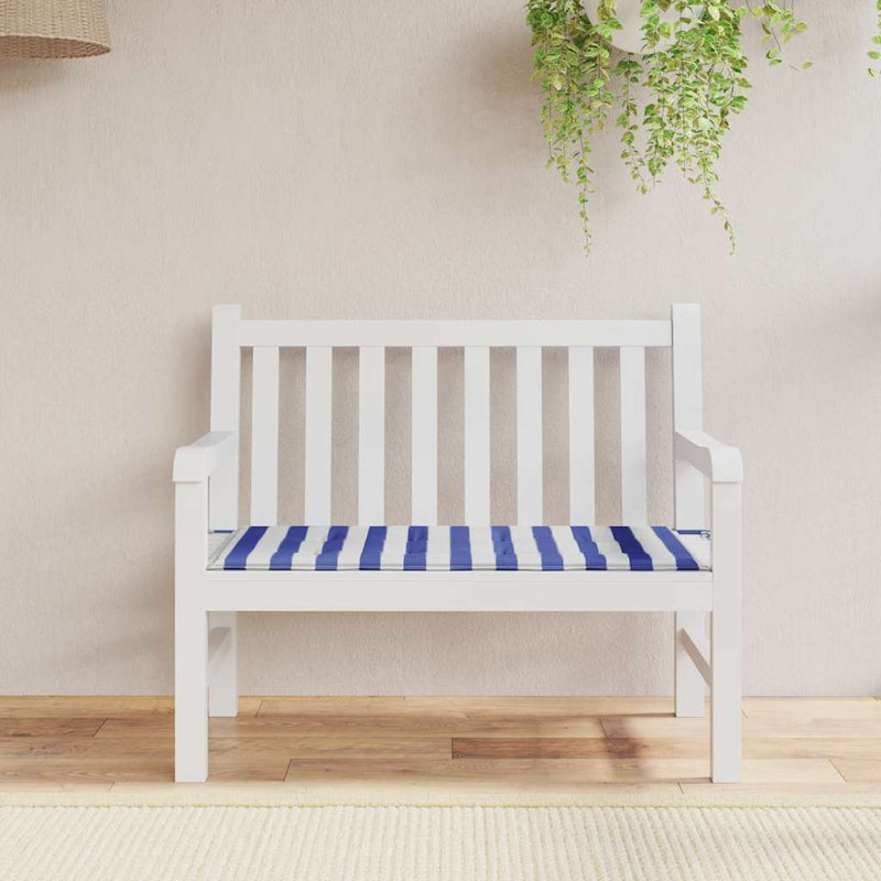 Vidaxl Garden Banch Cushion Striped 120x50x3 cm tessuto Oxford bianco e blu