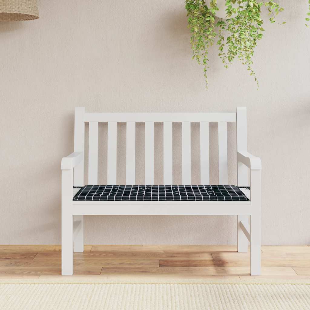 Vidaxl Garden Banch Cushion Checker Pattern 120x50x3 cm Tessuto di Oxford Nero