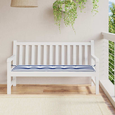 Vidaxl Garden Bench Cushion Rayado 150x50x3 CM Oxford Fabric White and Blue