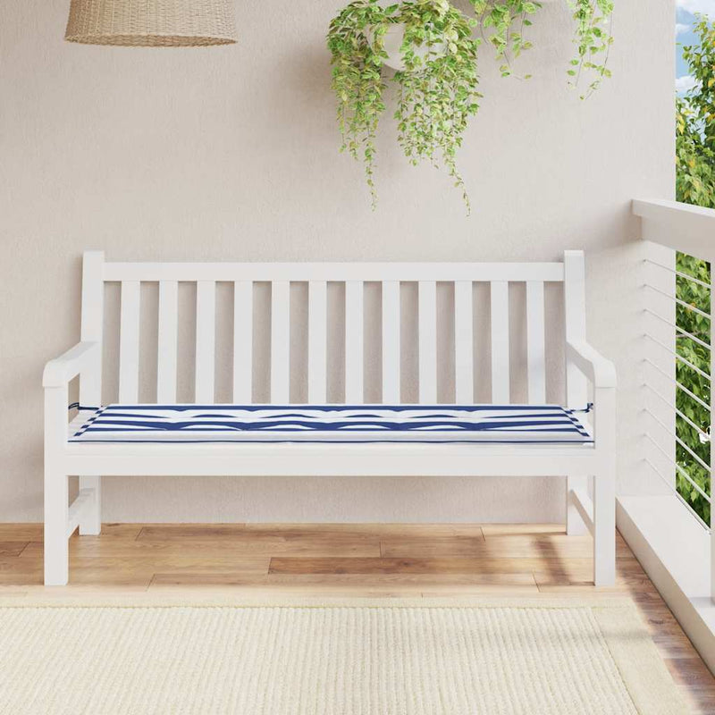 Vidaxl Garden Banch Cushion Striped 150x50x3 cm tessuto Oxford bianco e blu