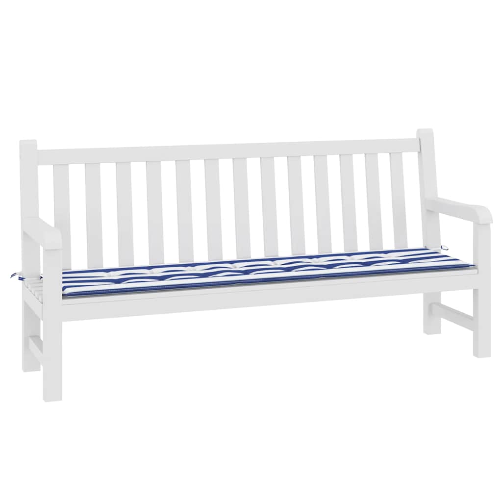 Vidaxl Garden Banch Cushion Striped 200x50x3 cm tessuto bianco e blu