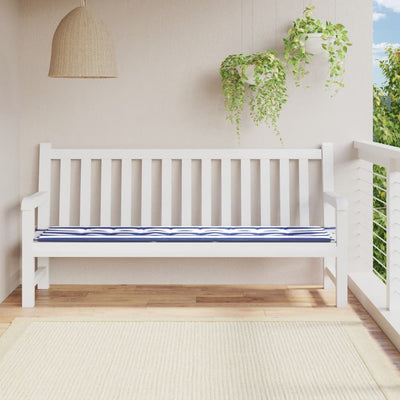 Vidaxl Garden Banch Cushion Striped 200x50x3 cm tessuto bianco e blu