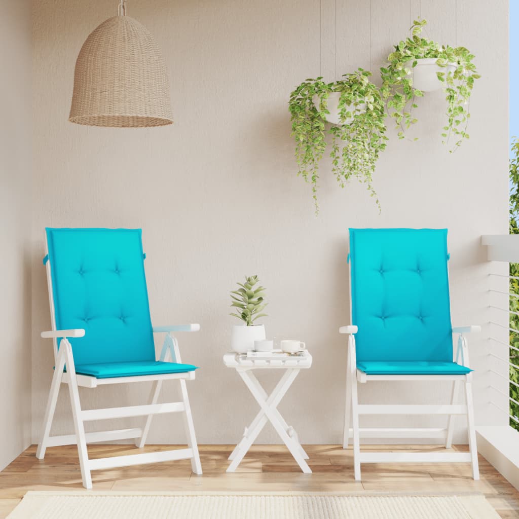 Cojines de silla Vidaxl 2 de tela de espalda de altura turquesa
