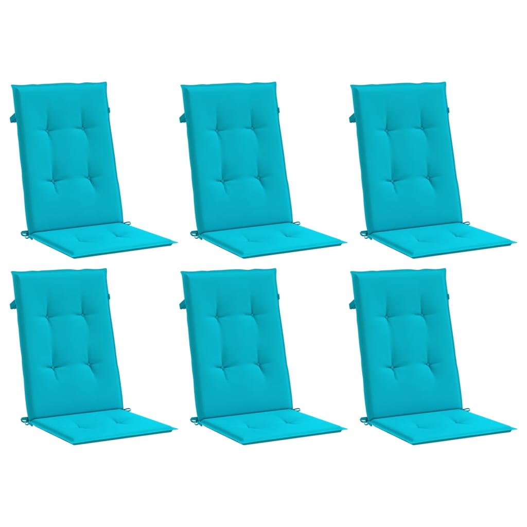 Cojines de silla Vidaxl alto respaldo de tela 6 st turquesa