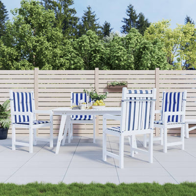Cojines de silla Vidaxl 4 pcs tela rayada hacia la espalda baja blanca y azul