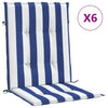 Cuscini per sedia VidaXL 6 pezzi in tessuto a righe con schienale basso bianco e blu