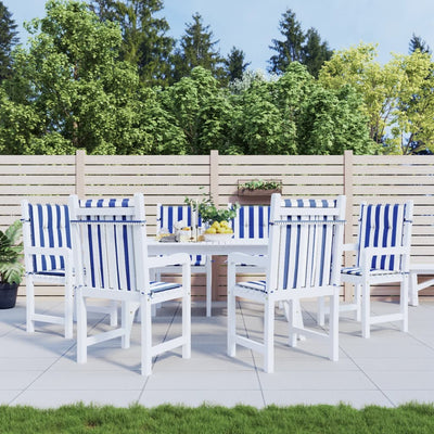 Cuscini per sedia VidaXL 6 pezzi in tessuto a righe con schienale basso bianco e blu