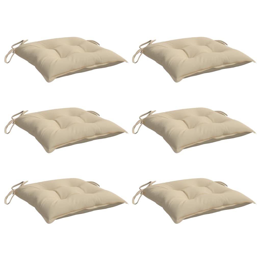 Cuscini da sedia Vidaxl 6 pezzi 40x40x7 cm in tessuto oxford beige