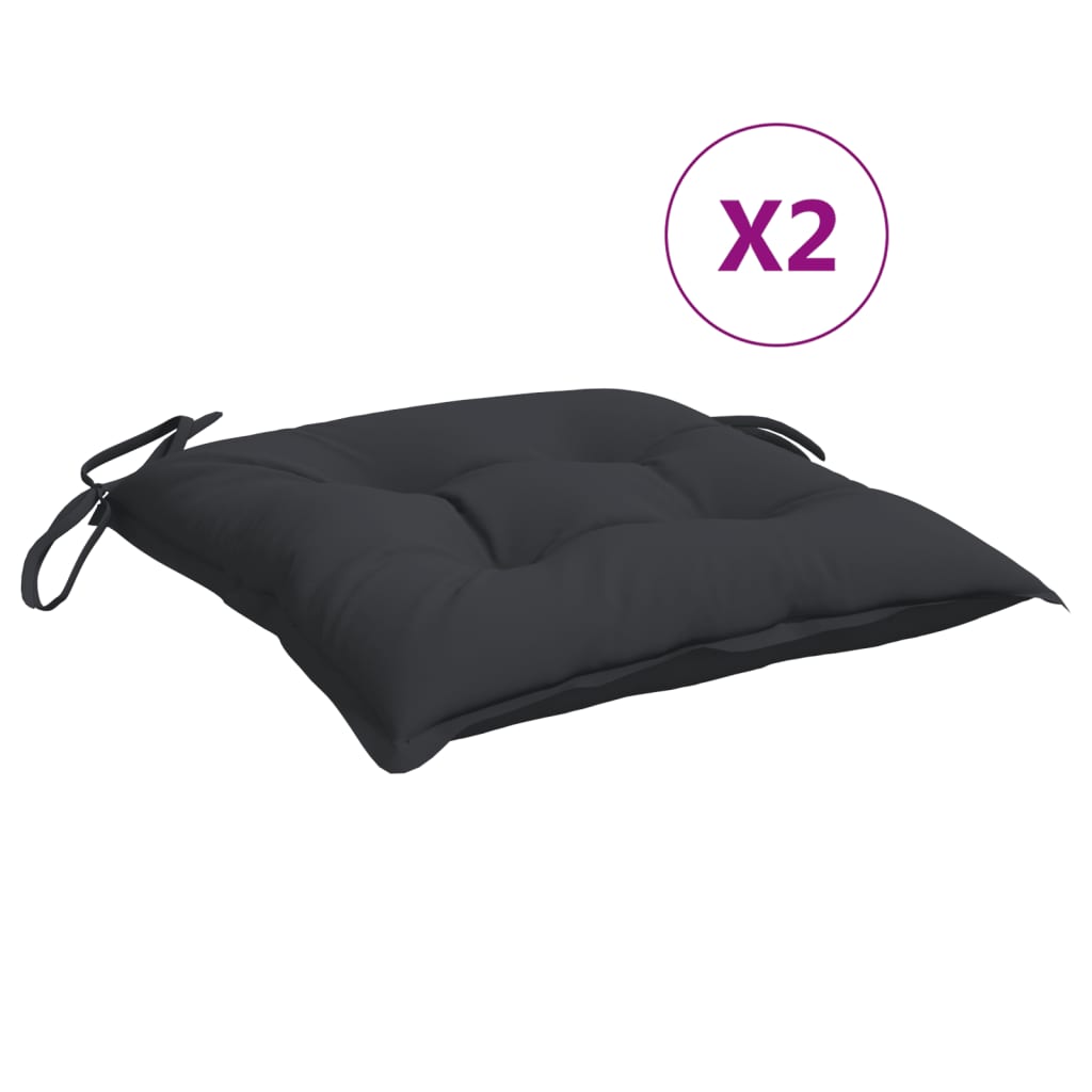 Cuscini da sedia Vidaxl 2 PC 40x40x7 cm tessuto oxford nero