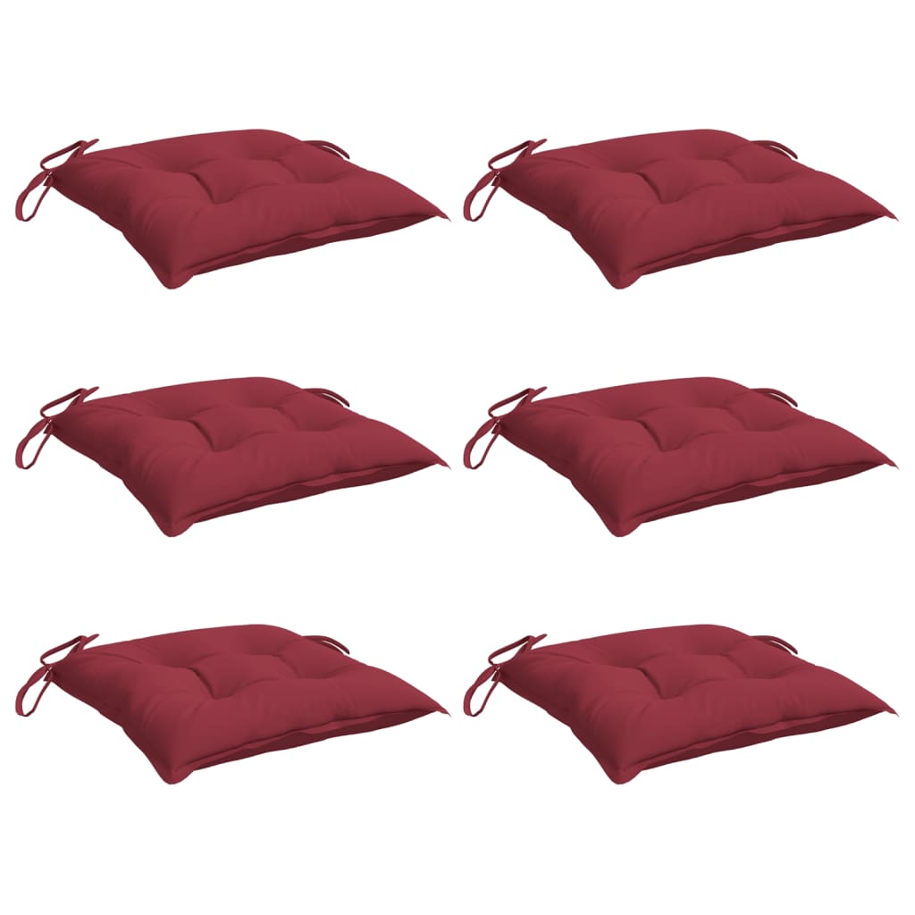 Cuscini di sedia Vidaxl 6 pezzi 40x40x7 cm Vino in tessuto Oxford rosso