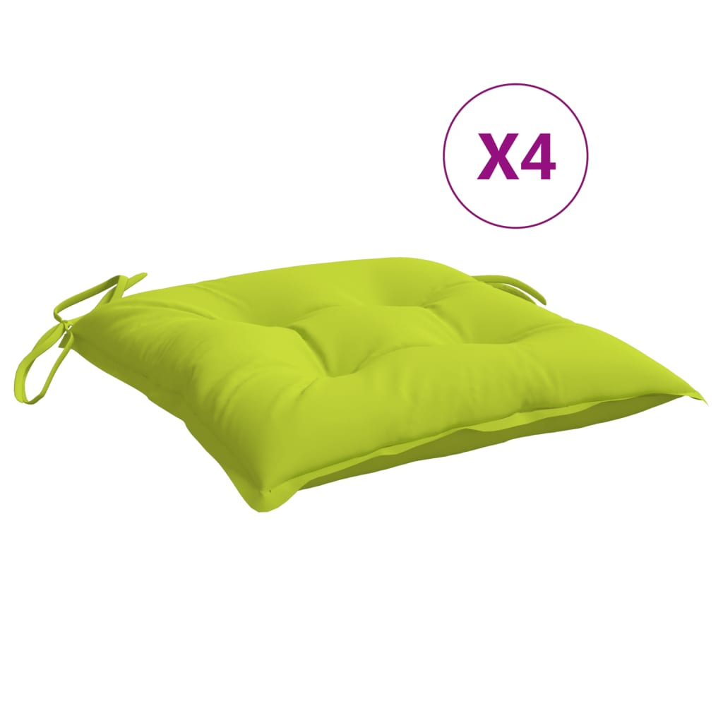 Cuscini da sedia Vidaxl 4 pezzi 40x40x7 cm tessuto oxford chiaro verde