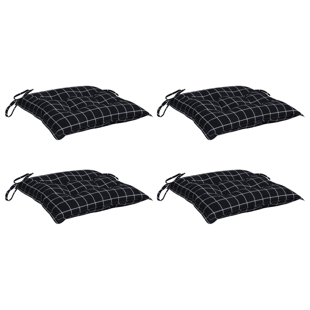 Cojines de silla Vidaxl 4 Patrón de Stedcarn 40x40x7 CM Fabric Negro