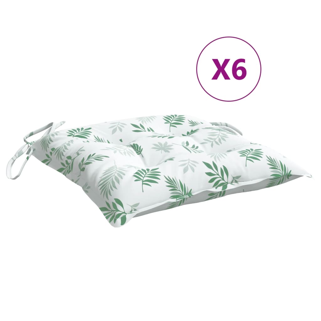 Vidaxx chair cushions 6 pcs leaf pattern 40x40x7 cm fabric