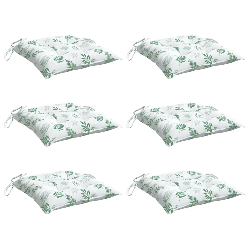 Vidaxx chair cushions 6 pcs leaf pattern 40x40x7 cm fabric
