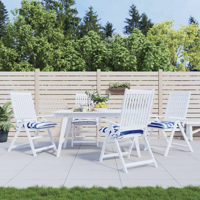 Cojines de silla Vidaxl 4 st 50x50x7 cm de tela rayada blanca y azul