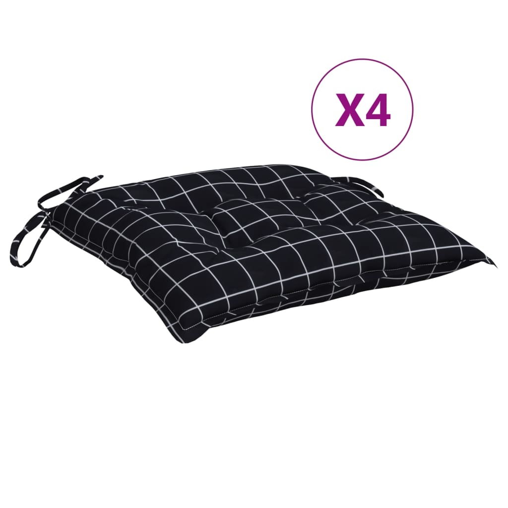Cuscini per sedia Vidaxx 4 pezzi 50x50x7 cm tessuto motivo rombi nero