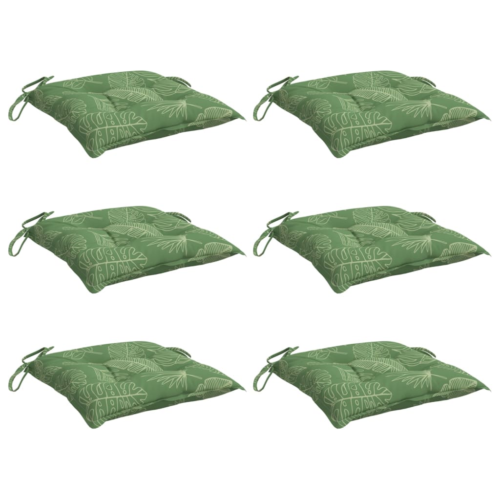 Cojines de silla Vidaxl 6 PCS Patrón de hoja de 50x50x7 CM Tecning