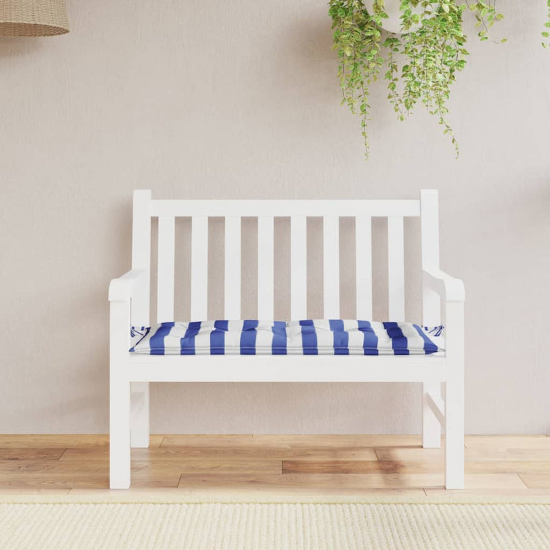 Vidaxl Garden Bench Cushion 100x50x7 cm tessuto bianco e blu a strisce