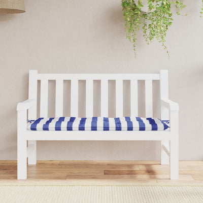 VidaXL Garden bench cushion Striped 120x50x7 cm Fabric white and blue