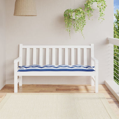 Vidaxl Garden Bench Cushion 150x50x7cm de tela blanca y azul
