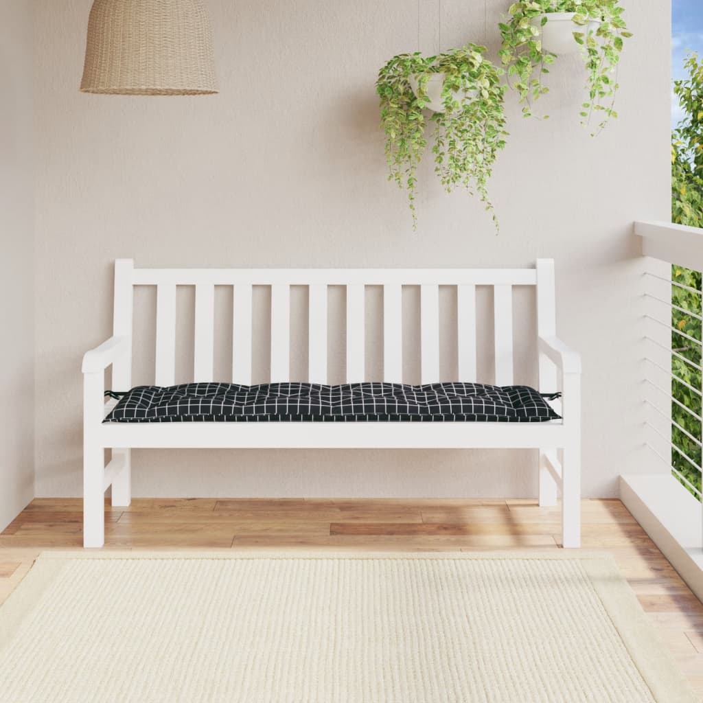 Vidaxl Garden Bench Cushion 150x50x7 CM Oxford Fabric Patrón de diamante Negro