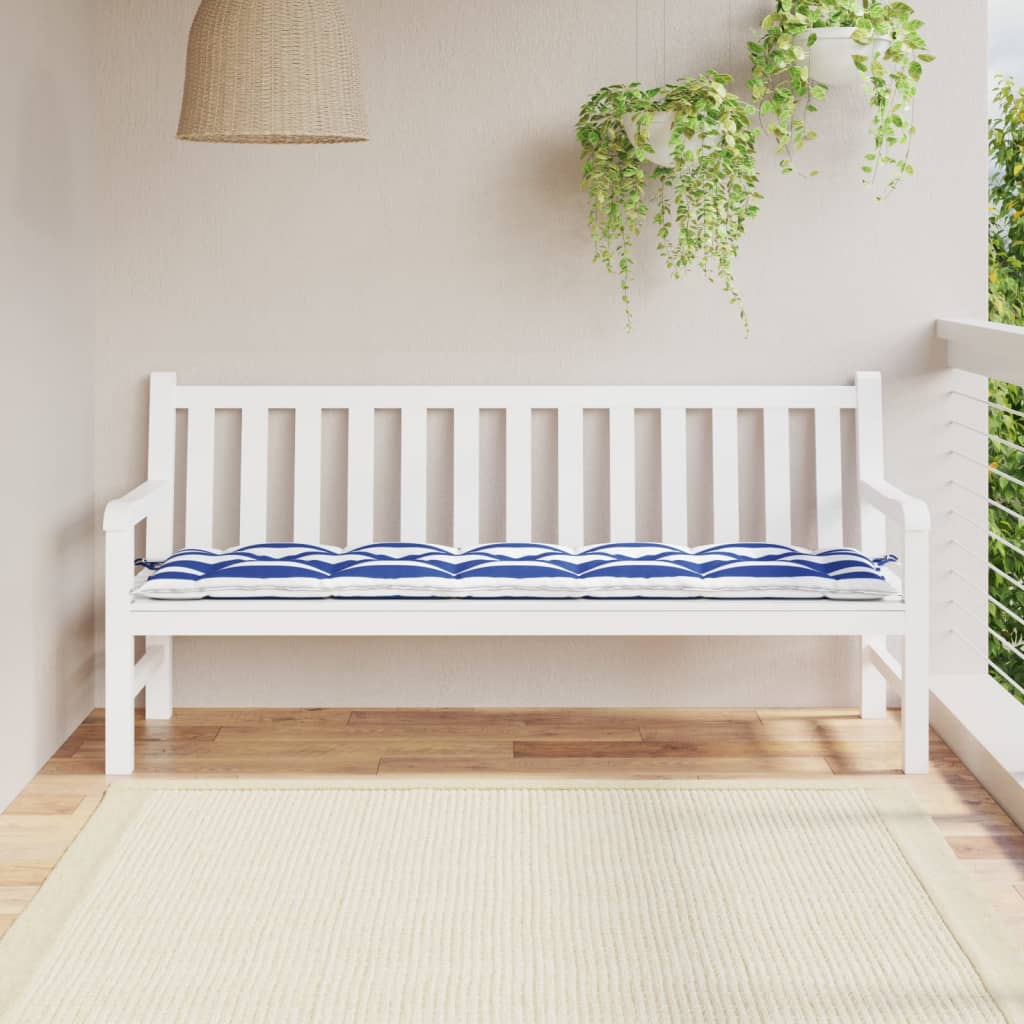 Vidaxl Bank Cushion Striped 180x50x7 cm tessuto bianco e blu a strisce