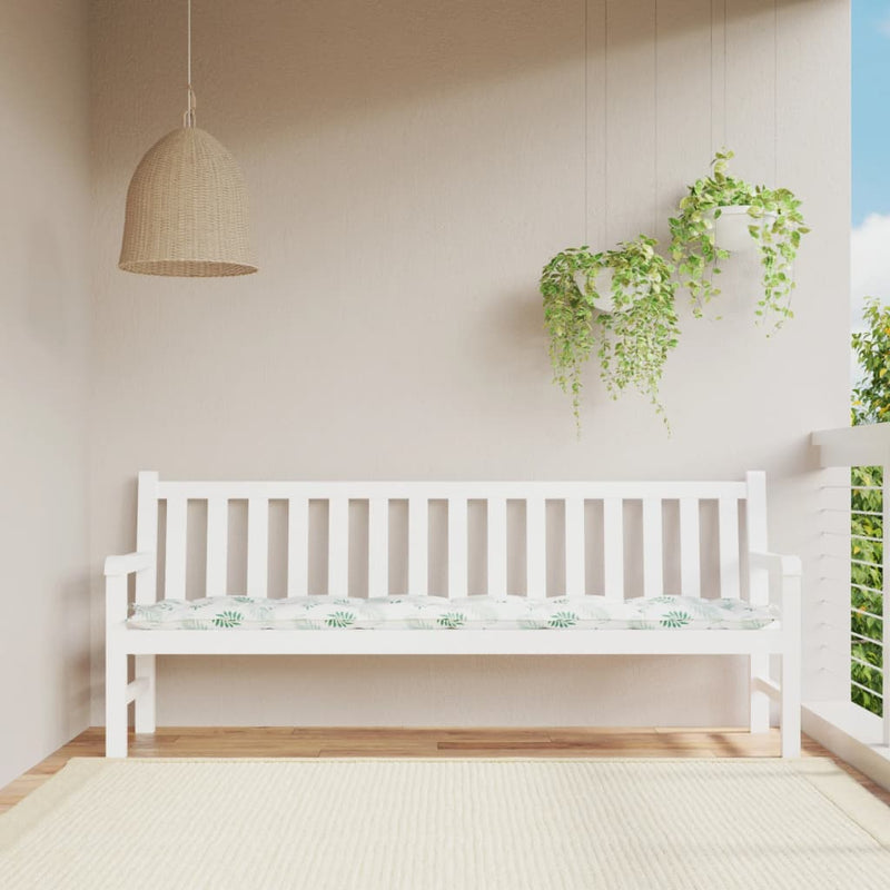 Vidaxl Garden Bench Cushion Patrón de hoja de 200x50x7 CM tela