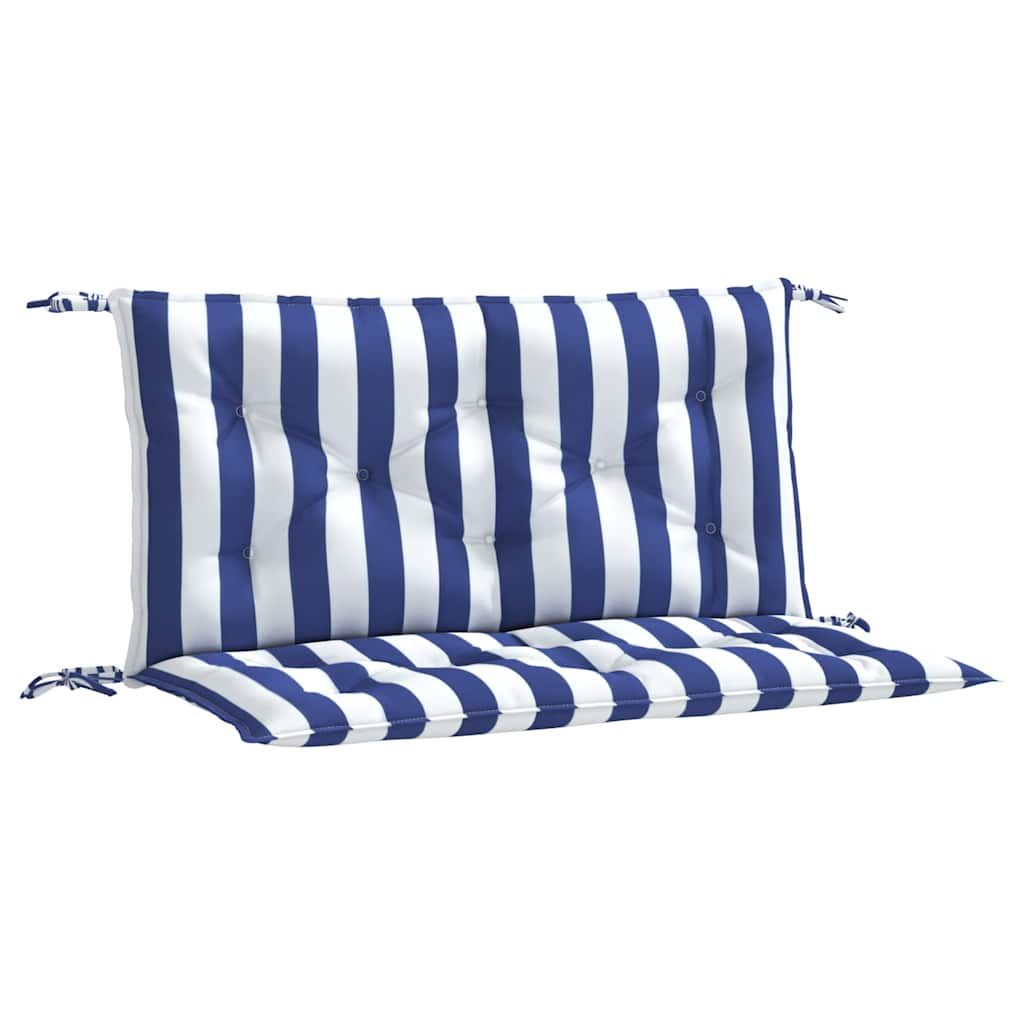 Vidaxl Garden Bench Cushions 2 St strisce 100x50x7 cm tessuto bianco e blu