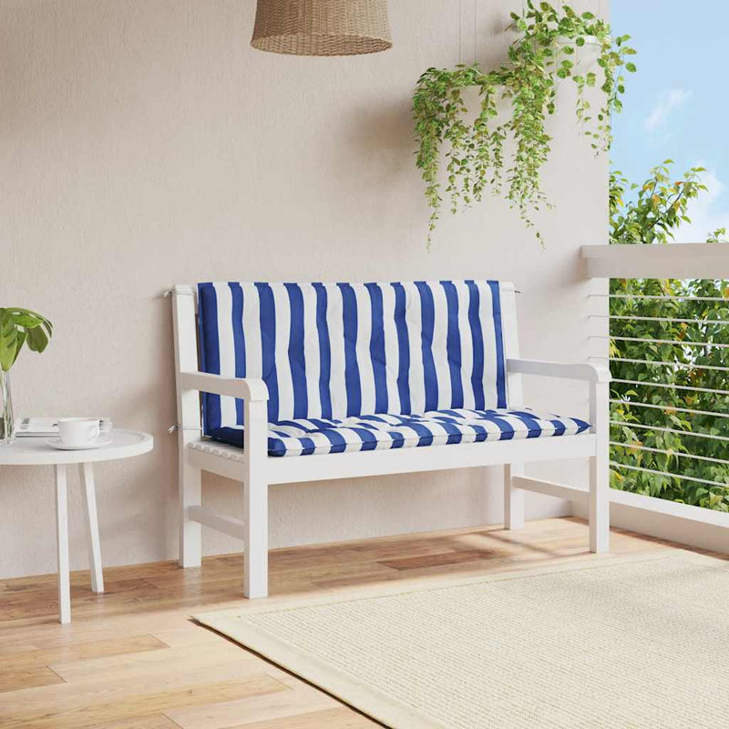 Vidaxl Garden Bench Cushions 2 St Striped 120x50x7 CM tela blanca y azul
