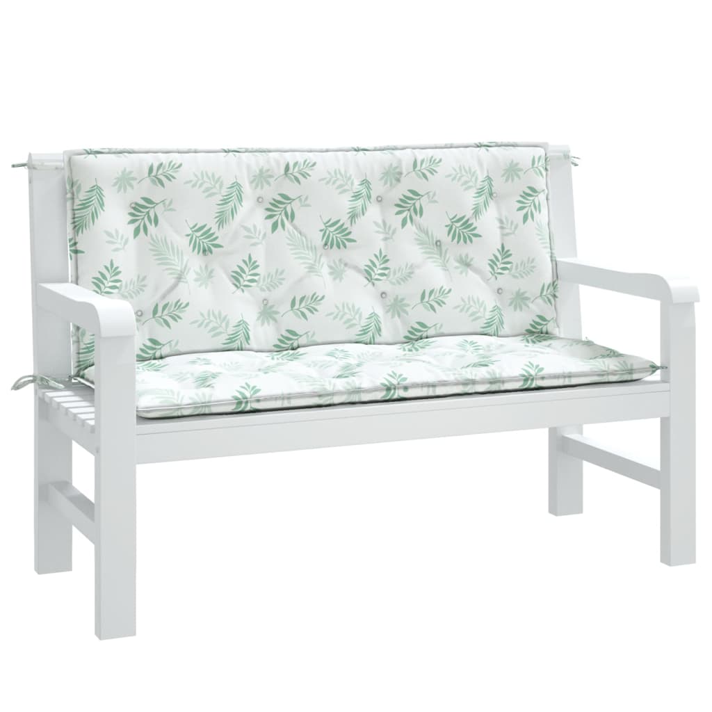 Vidaxl Garden Bench Cushions 2 pezzi Modello fogliare 120x50x7 cm tessuto